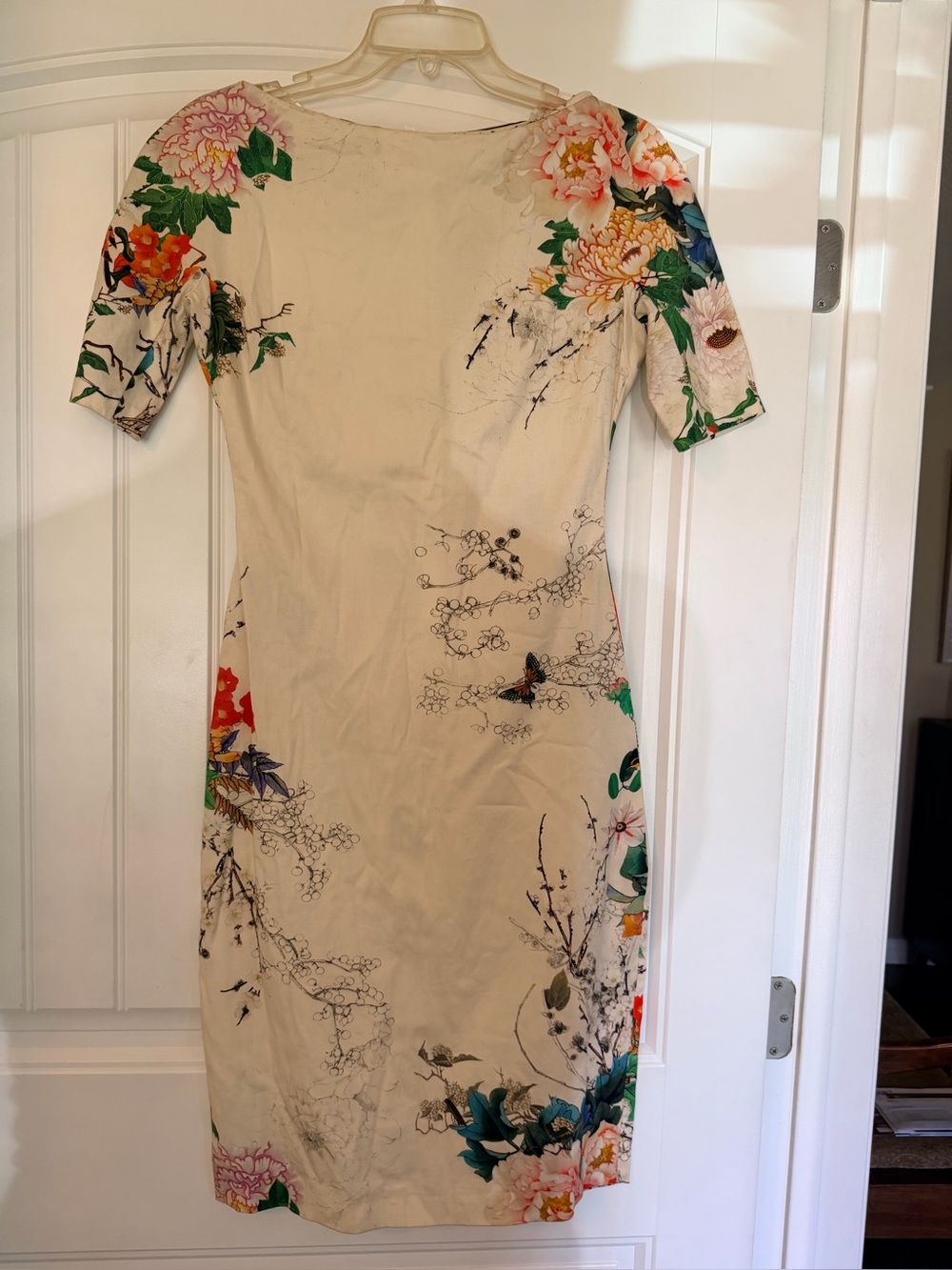 Zara Cream Midi Dress with Multicolor Floral Print